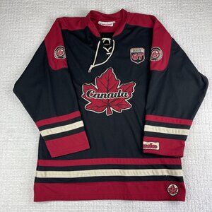 Retro Est. 67 Canada Hockey Jersey Stitched Teepee Sports Size L Black & Red